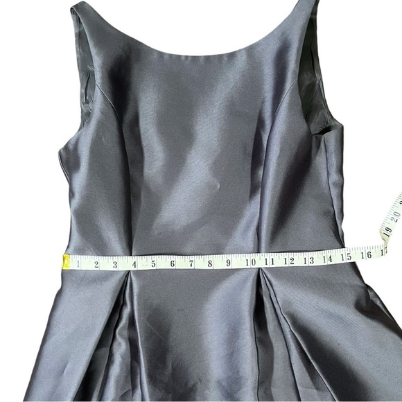 Adrianna Papell Pewter Grey Mikado Hi-Lo Gown sz 8 - Picture 10 of 14
